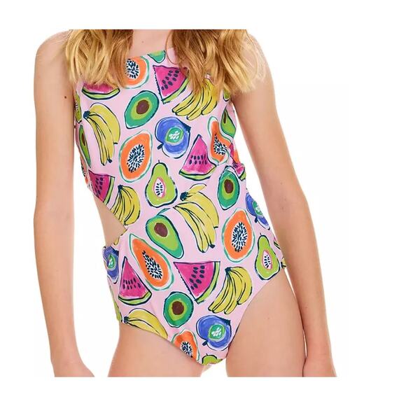Andy & Evan Girls 8-10 Multicolor Watercolor Fruit One Piece Swimsuit - Picture 2 of 4